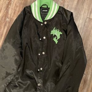 COPY - Pink dolphin green flamed dolphin varsity jacket